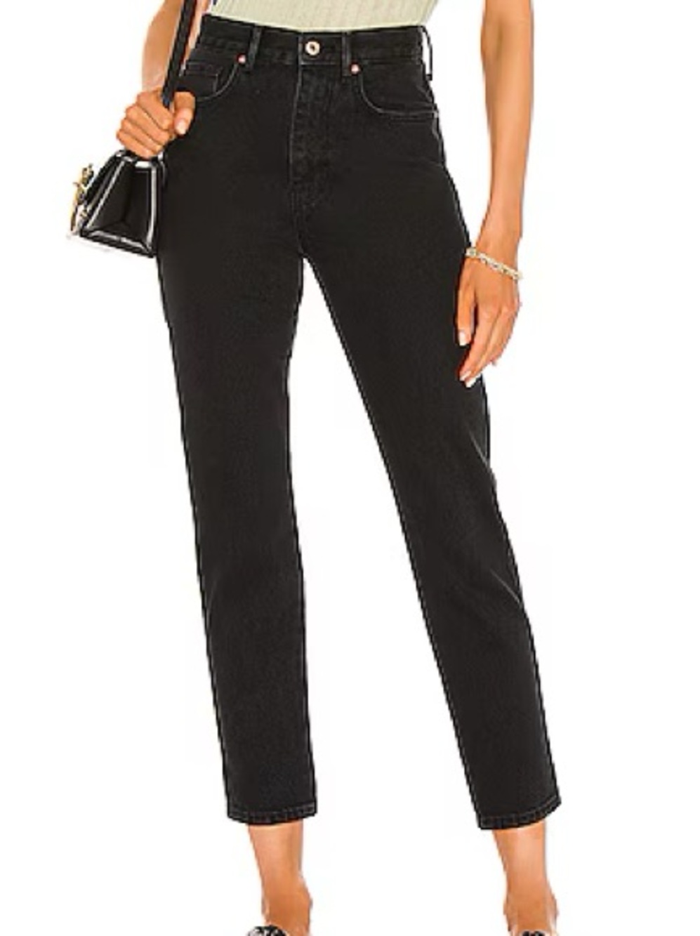 Free People Stove Pipe Jeans, Black High-Rise Straight Leg Women’s Jeans - 28